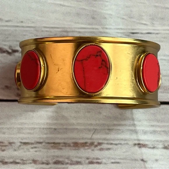 Kate Spade Gold Cuff with Orange Stones - Picture 2 of 7